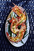 Stuffed king prawns with passion fruit and cheese