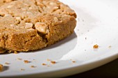 A peanut butter cookie on a white plate