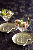 Salmon salad with cucumber and dill