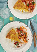 Sweetcorn quiche with carrot salad