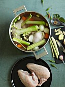 Ingredients for Tom Ka Gai (Thai chicken soup)