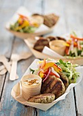 Grilled falafel with salad and yoghurt
