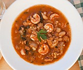 Prawn soup with sausage and beans (Portugal)