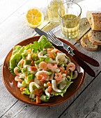 Seafood salad with calamari and shrimps