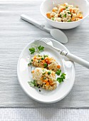 Millet risotto with colourful vegetables