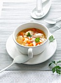 Chicken soup with semolina dumplings