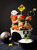New Year's kebabs with yoghurt sauce