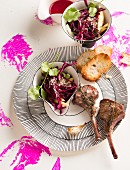 Lamb chops with red cabbage salad