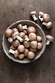 A bowl of fresh brown mushrooms