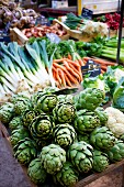 Fresh vegetables at a market in France