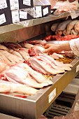 Beef tongues at a market