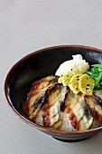 Unagi sashimi on a bed of rice (Japan)