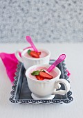Two cups of strawberry mousse