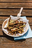 Asparagus fitters (breaded and fried asparagus spears)