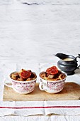Bread-and-butter pudding in cups