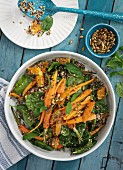 Moroccan carrot salad with spinach and mint