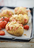 Hasselback potatoes with ham and cheese