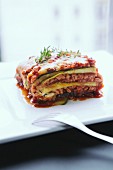 Low-calorie lasagne with minced meat and courgette