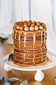 Mississippi mud cake with caramel sauce and chocolate truffles