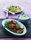 Meatballs with a pasta salad