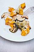 Grilled courgettes, pumpkin and broccoli on a plate