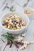 Sweet popcorn with brown sugar and lavender