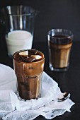 Iced coffee with coffee ice cubes