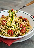 Gluten-free courgette noodles and roasted grape tomatoes