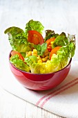 Cos lettuce with sweetcorn, avocado and tomatoes