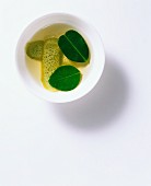 A bowl of kafir lime vinegar