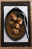 Oxtail ragout with bay leaves and bacon