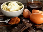 Ingredients for chocolate roulade