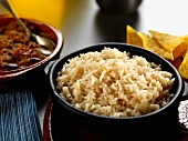 A bowl of boiled long grain rice