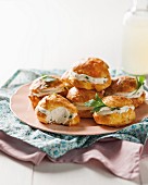 Cheese profiteroles filled with cream cheese