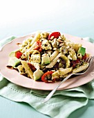 Penne pasta with peppadew peppers and avocado