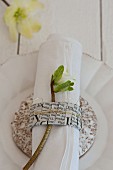 Napkin ring made from folded newspaper