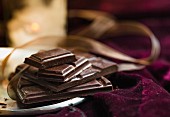 An arrangement of dark chocolate