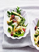 Aubergine and pear salad with rocket