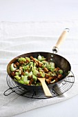Fried tofu with celery