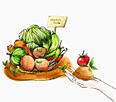 An illustration of organic vegetables