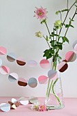 Hand-crafted garland of stamped paper circles