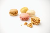 Various macaroons, whole and bitten