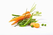 Fresh carrots, peas and chives