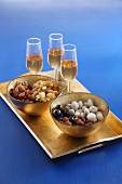 Nuts, dried fruit and chocolate-covered nuts as an aperitif