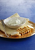 Cream cheese and herb cream with bread