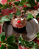 A reindeer cupcake