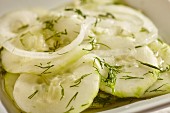 Cucumber salad with onions and dill