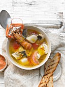 Bouillabaisse with grilled bread