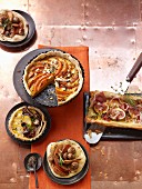 Various spicy quiches and tarts