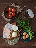 Ingredients for a rustic omelette